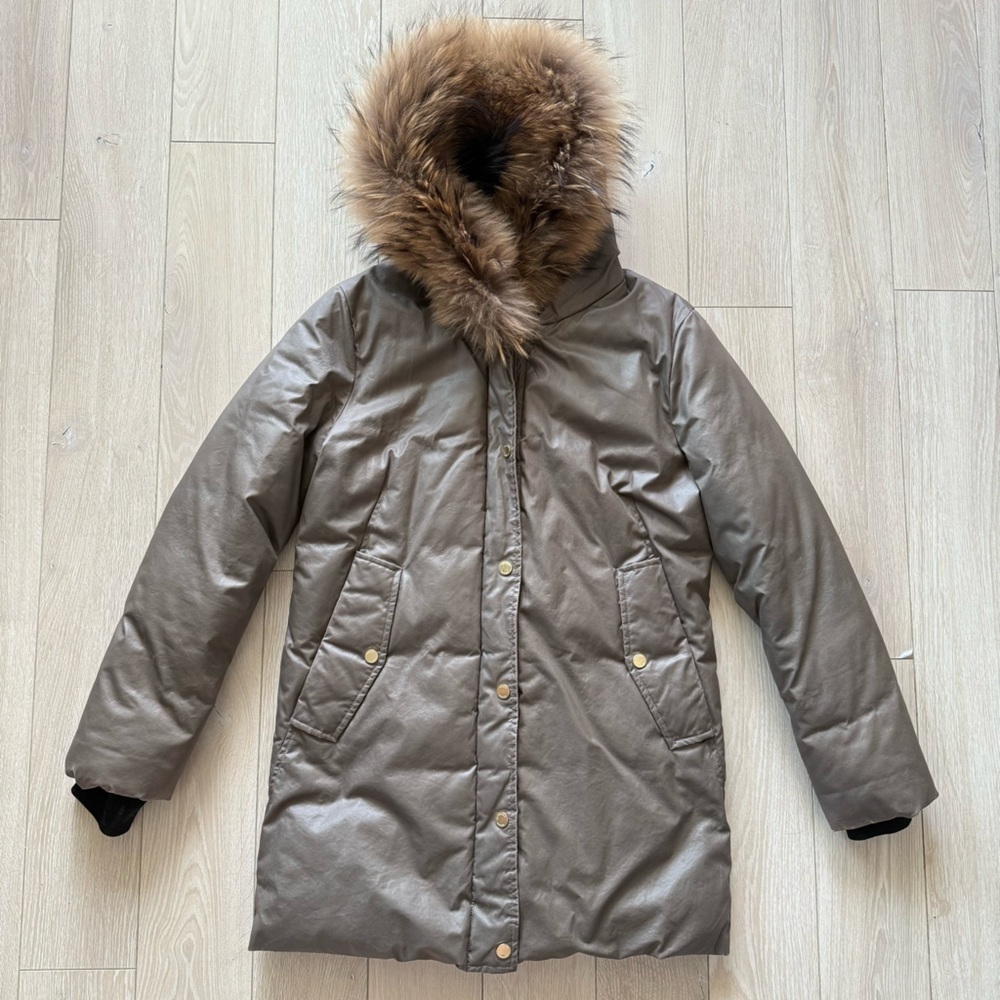 Soia & Kyo Premium Fur Trim Parka Winter Coat Women’s Small Brown